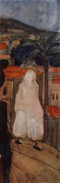 В покрывале, 1907 - Кузьма Петров-Водкин
