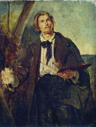 Портрет художника Александра Попова, c.1850 - Константин Маковский