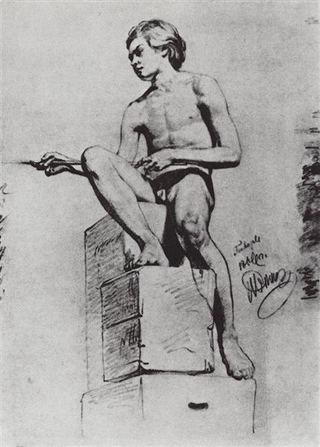 Сидящая модель, 1866 - Илья Репин