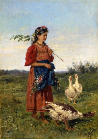 Девушка с гусями, 1875 - Владимир Маковский
