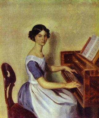 Портрет Надежды П. Жданович у фортепиано, 1849 - Павел Федотов