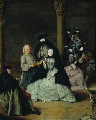 Вечеринка в масках во дворе, 1755
