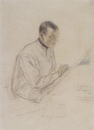 Портрет Д.С. Стеллецкого за работой, 1900 - Борис Кустодиев