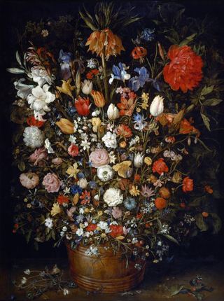 Цветы в деревянном сосуде, 1606 - 1607