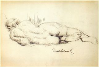 Модель, которая лежит сзади, c.1910 - Илья Машков