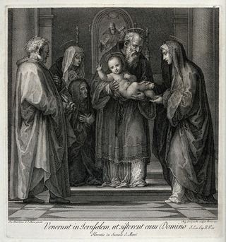 Внесение младенца Иисуса в храм. Офорт А. Кампанеллы, 1771 г., по фра Бартоломео.