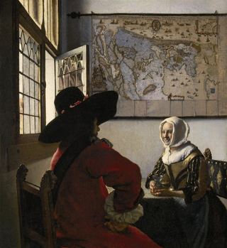 Офицер и смеющаяся девушка, c.1657 - Иоганнес Вермеер