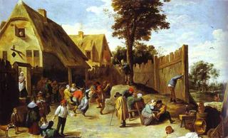 Крестьяне танцуют возле трактира, c.1645