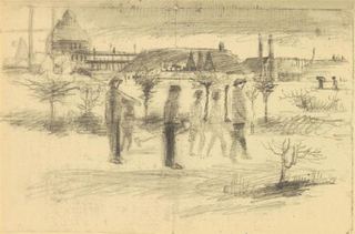 Шахтеры в снегу на рассвете, 1880