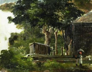 Пейзаж с домом в лесу на острове Сент-Томас, Антильские острова, c.1854 - c.1855 - Камиль Писсарро