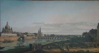 Вид на Дрезден с правого берега Эльбы, под мостом Августа, около 1750 г.