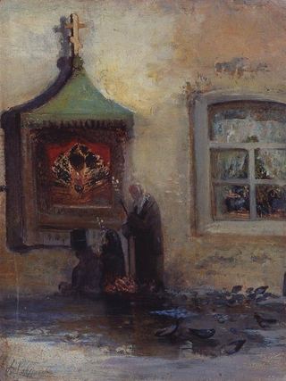У иконы. Богомольцы. Конец 1870-х – начало 1880-х