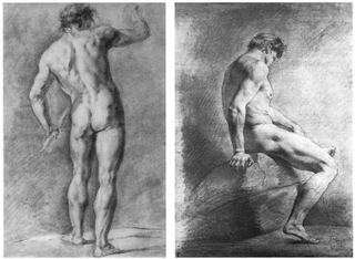 Стоящий няня с палкой. Сидящая на камне, 1801 - Орест Кипренский