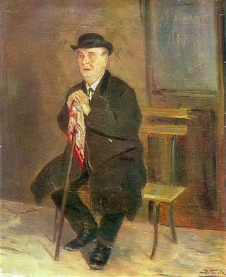 Старик на скамейке. 1880-е. Х.