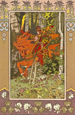 Красный Всадник.  Иллюстрация к сказке «Василиса Прекрасная», 1899 - Иван Билибин