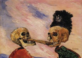 Скелеты дерутся из-за маринованной селедки, 1891
