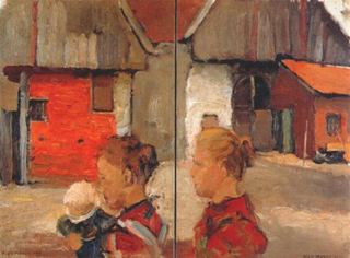Женщина и ребенок перед фермой, c.1898 - c.1899