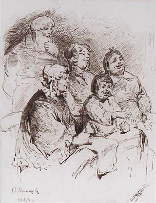 Купцовая семья в театре, 1869 - Виктор Васнецов