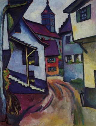 Улица с церковью в Кандерне, 1911
