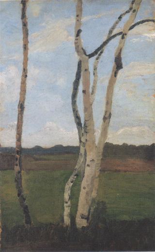 Пейзаж со стволами берез, c.1901 - Паула Модерсон-Беккер