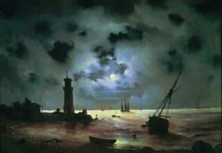 Берег моря ночью.У маяка 1837 56х81