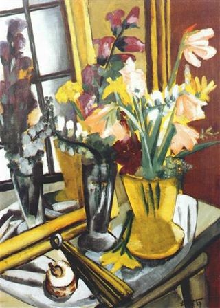 Цветочный натюрморт с зеркалом, 1927 - Макс Бекманн