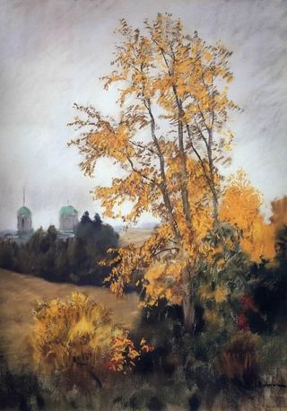 Осенний пейзаж с церковью. 1890-е