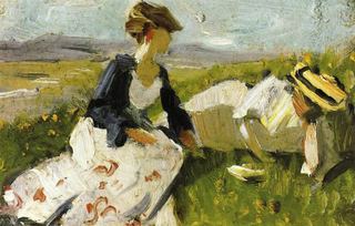 Две женщины на склоне холма, 1906