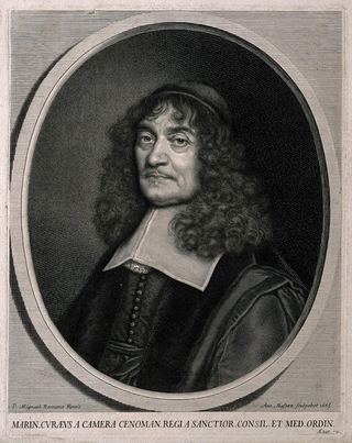 Марин Кюро из Палаты. Линейная гравюра А. Массона, 1665 г., по мотивам П. Миньяра.