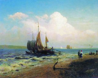 У реки. Ветреный день, 1869