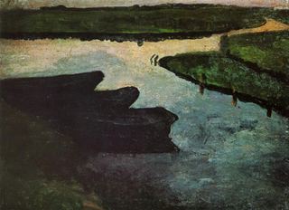 Болотный канал с торфяными баржами, c.1900 - Паула Модерсон-Беккер