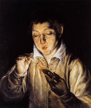 Мальчик, раздувающий угли, чтобы зажечь свечу, c.1570