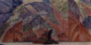 Эскиз декорации пролога к инсценировке Дневник Сатаны . 1922