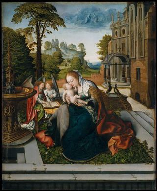 Богоматерь с Младенцем и ангелами, c.1518 - Бернар Ван Орлей