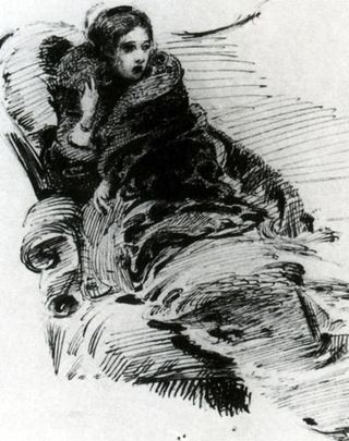 Дама в мехах, c.1880 - Михаил Врубель