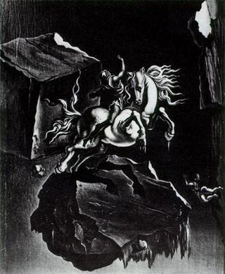 Камень и разъяренная лошадь, спящая под водой, 1947