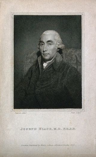 Джозеф Блэк. Гравюра Т. А. Дина, 1830 г., по мотивам Х. Реберна.