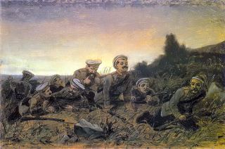 Пластуны под Севастополем. Эск. картины 1874 г. из КМРИ. 40х60. 8 ГТГ