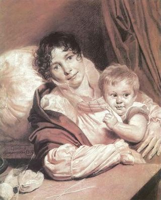 Мать с ребенком . 1809. Б. коричн.