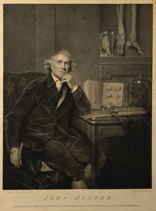 Джон Хантер. Линейная гравюра У. Шарпа, 1788 г., по мотивам сэра Дж. Рейнольдса, 1786 г.