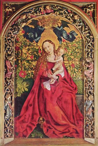 Мадонна с розовой беседкой, 1473