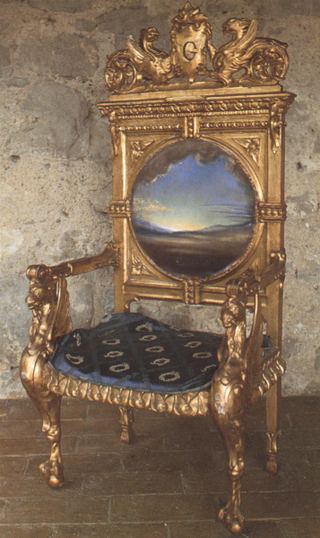 Кресло с пейзажем, написанным для замка Галы в Пуболе, c.1974