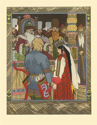 Иллюстрация к сказке об Иване-царевиче, Жар-птице и сером волке, 1899 - Иван Билибин