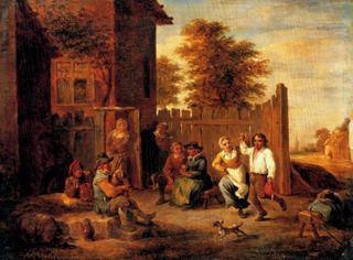 Крестьяне веселятся возле постоялого двора, 1642