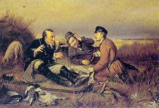 Охотники на привале. 1877. Авторск. повторение. Холст