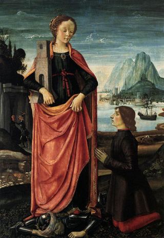Святая Варвара, сокрушающая своего отца-неверного, c.1473