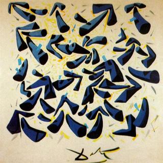 Синие рога. Эскиз шарфа, 1955