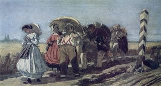 Путешествие квартального с семейством на богомолье. Эскиз. 1868 Х.