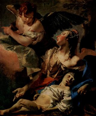 Агарь с помощью ангела, c.1732