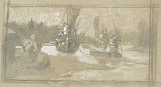 Зарисовка сцены из варяжской жизни, c.1890 - Николай Рерих